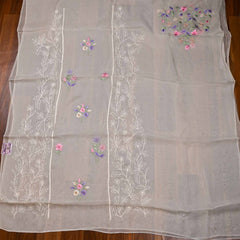 Organza Off-white Unstitched Suit