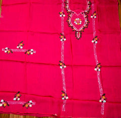 Organza Pink Unstitched Suit