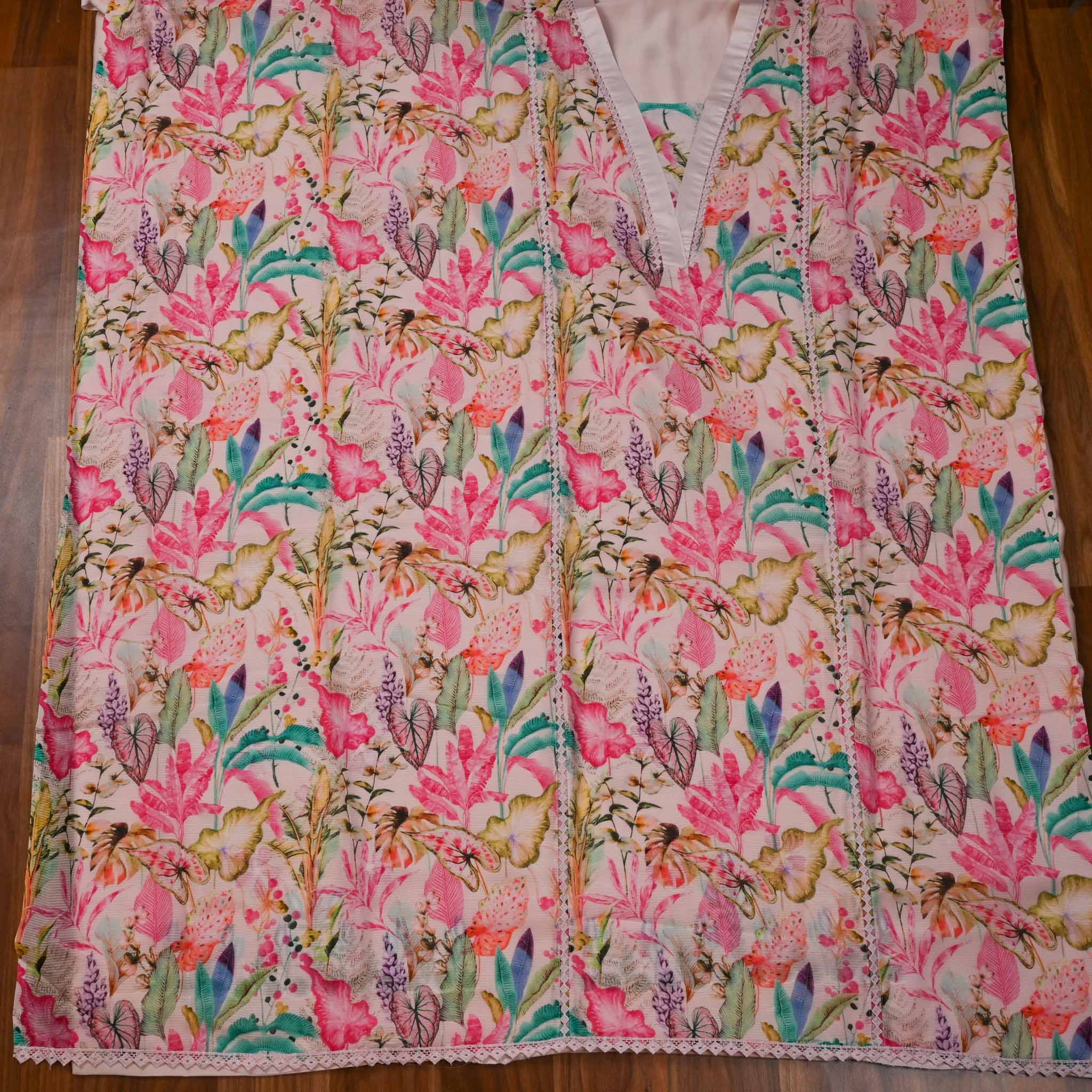 Pure Muslin Pink Unstitched Suit