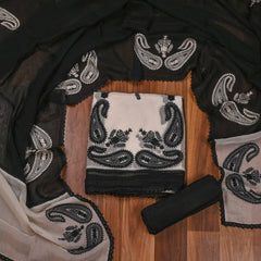 Organza Black Unstitched Suit
