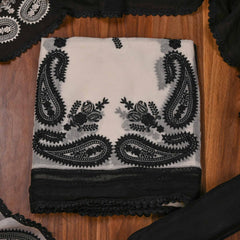 Organza Black Unstitched Suit