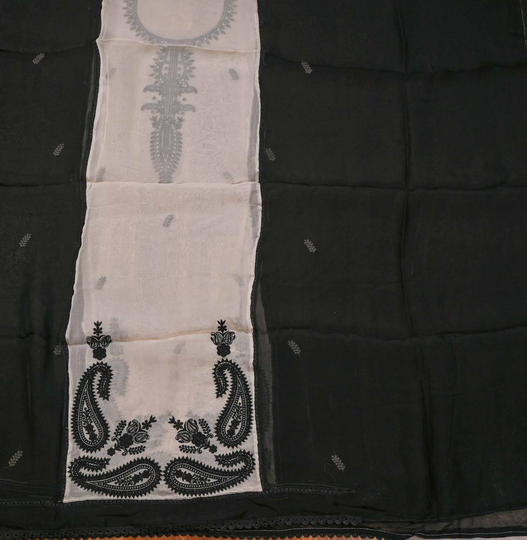Organza Black Unstitched Suit