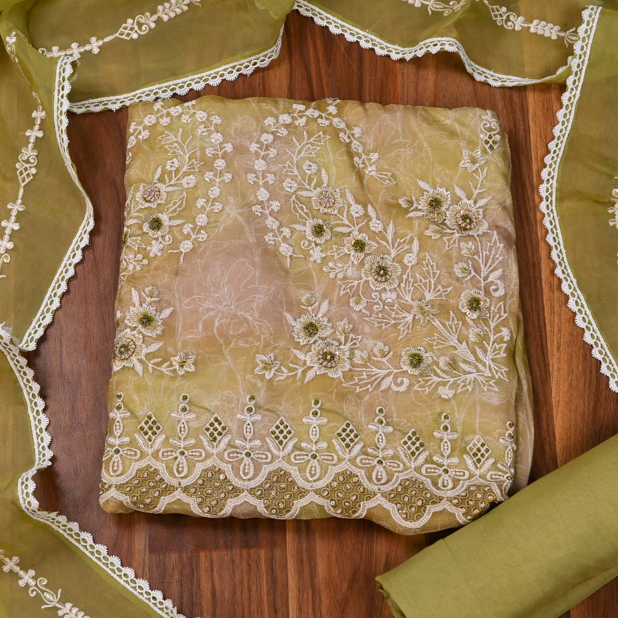 Burberry Mehandi Unstitched Suit