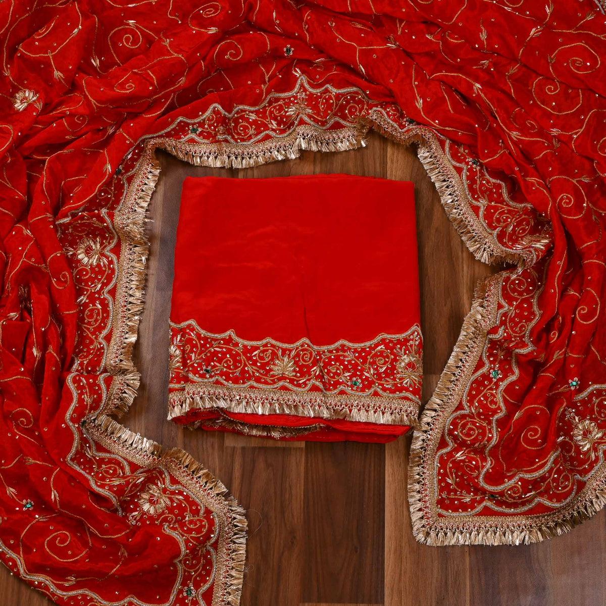 Crepe Red Unstitched Suit