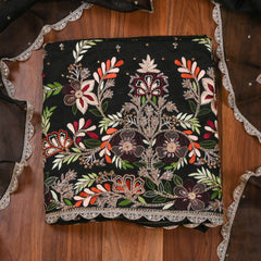 Organza Black Unstitched Suit