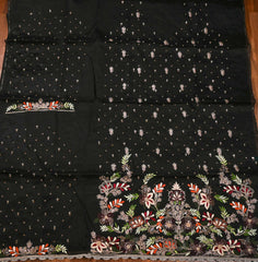 Organza Black Unstitched Suit