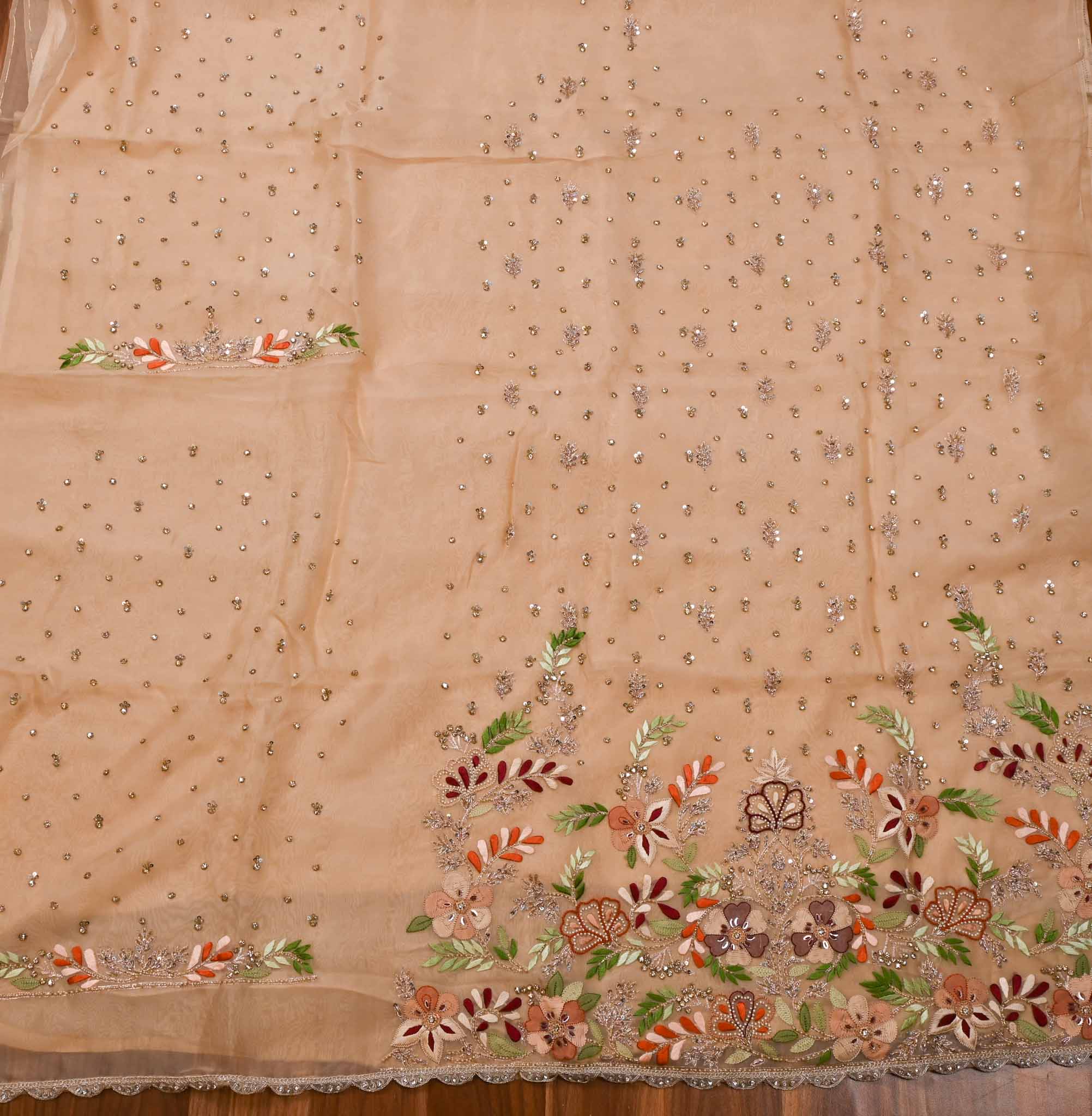 Organza Off-white Unstitched Suit