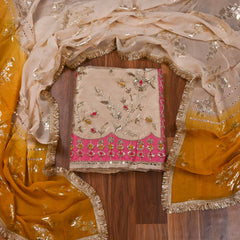 Glass Shimmer Off-White Unstitched Suit