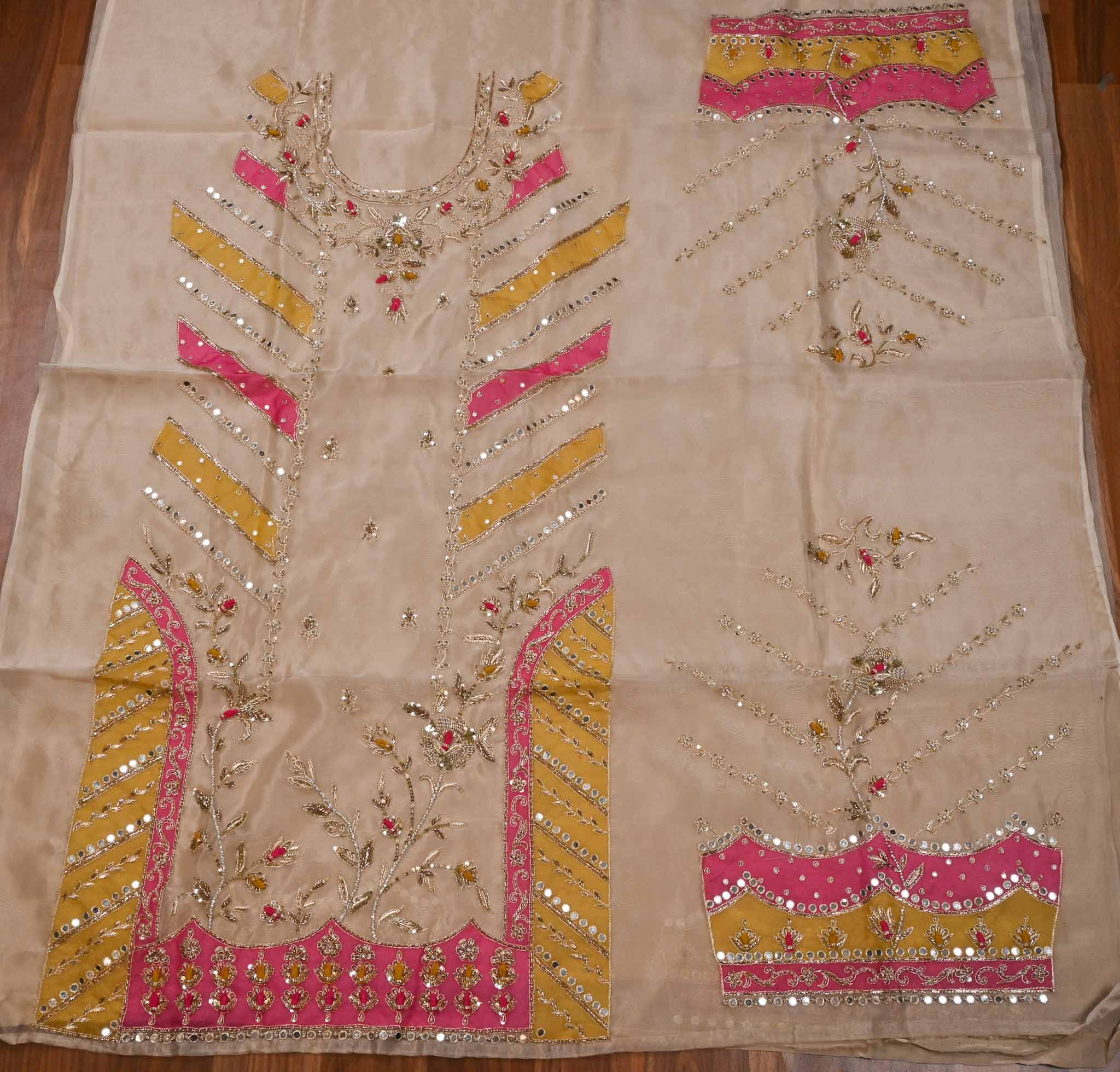 Glass Shimmer Off-White Unstitched Suit