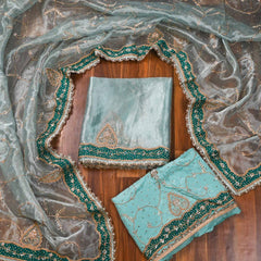 Glass Shimmer Sky Blue Unstitched Suit
