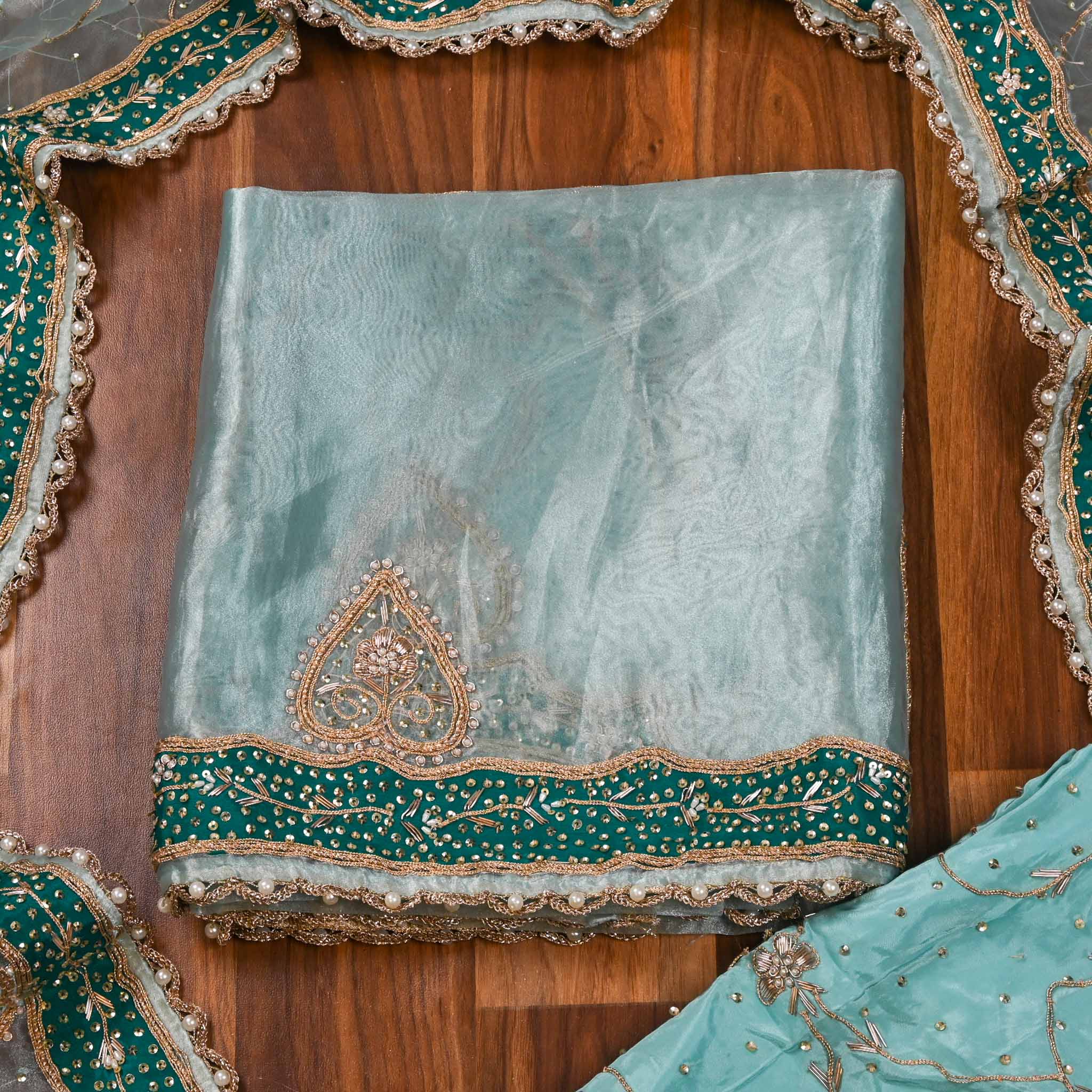 Glass Shimmer Sky Blue Unstitched Suit