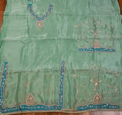 Glass Shimmer Green Unstitched Suit