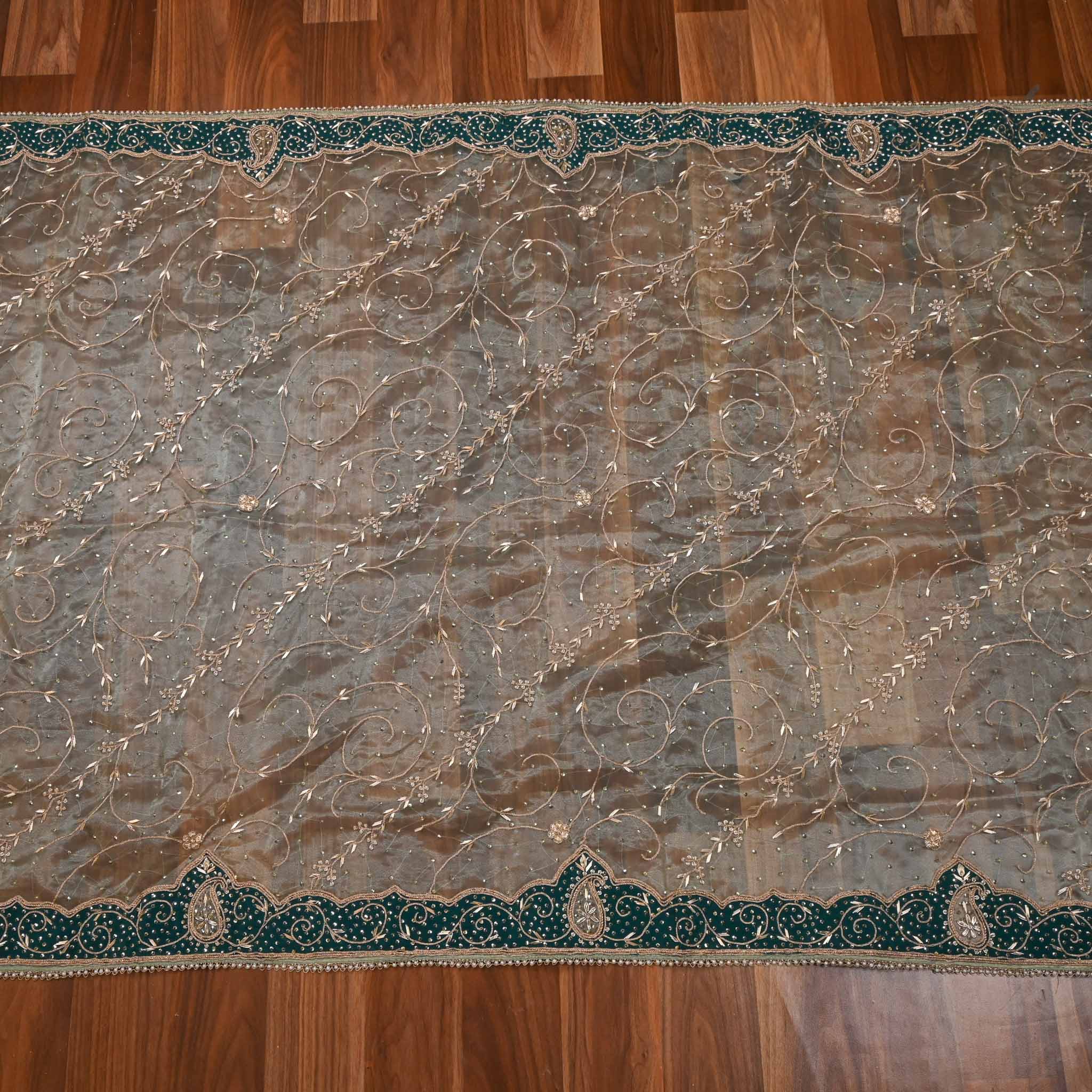Glass Shimmer Pista Green Unstitched Suit