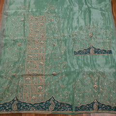 Glass Shimmer Pista Green Unstitched Suit