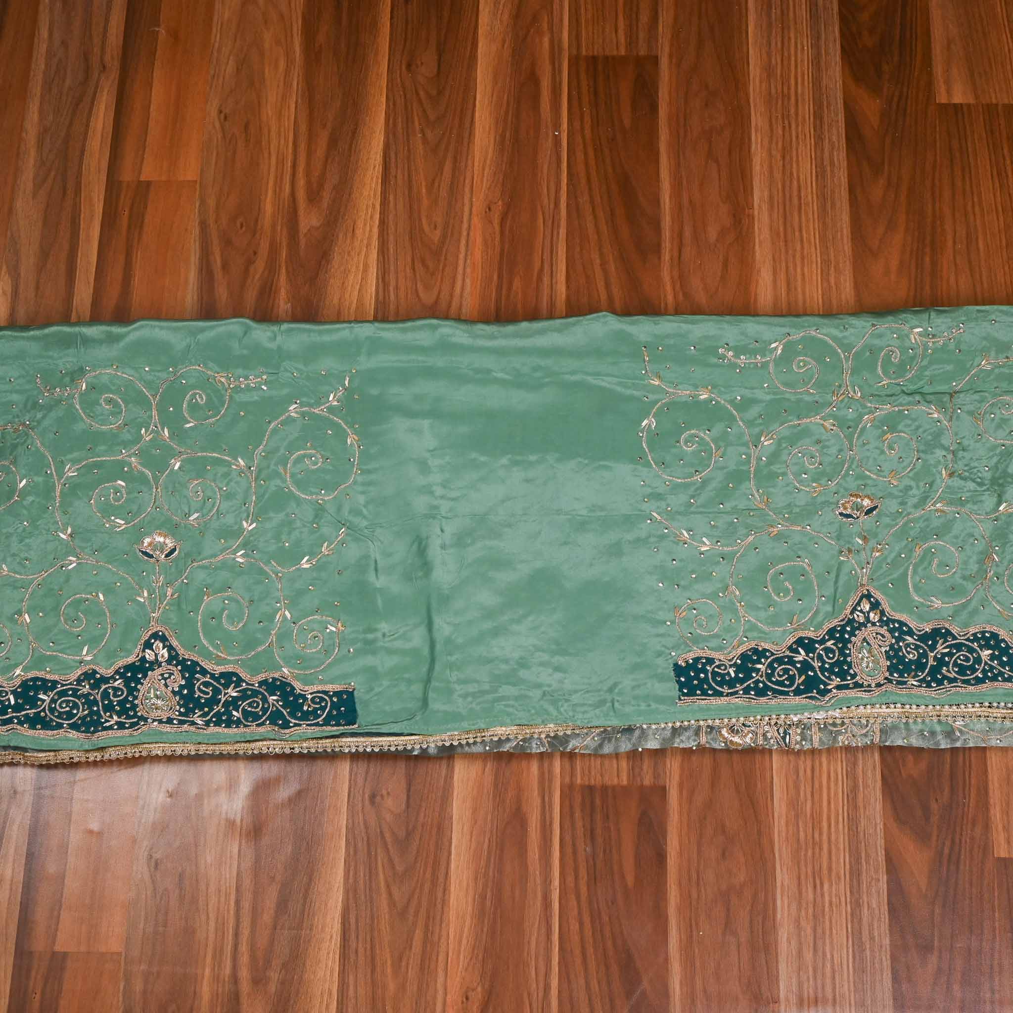 Glass Shimmer Pista Green Unstitched Suit