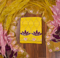 Crepe Yellow Unstitched Suit