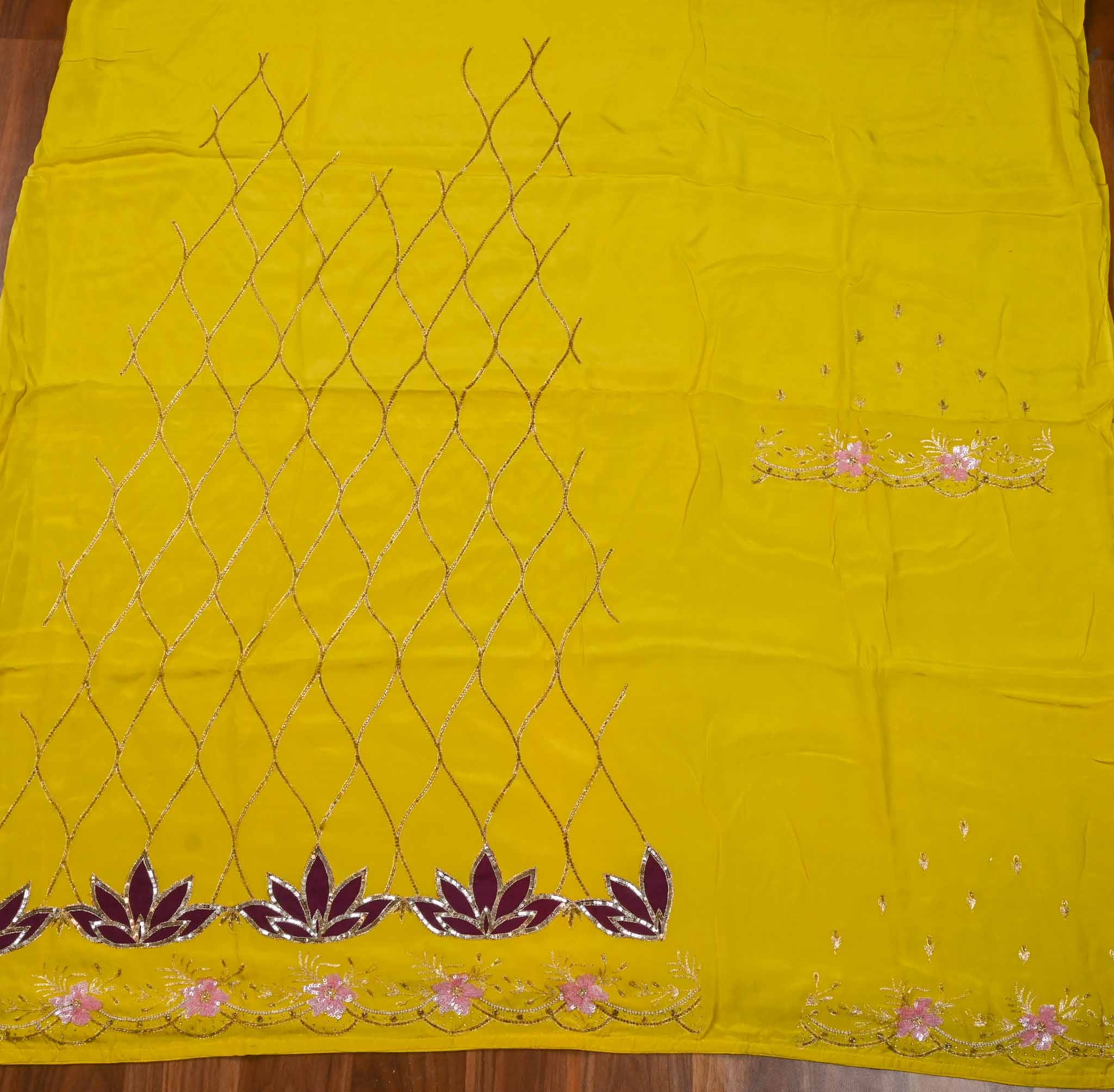 Crepe Yellow Unstitched Suit