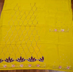 Crepe Yellow Unstitched Suit
