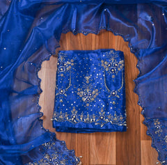 Glass Shimmer Blue Unstitched Suit