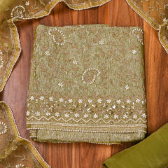 Crush Shimmer Green Unstitched Suit