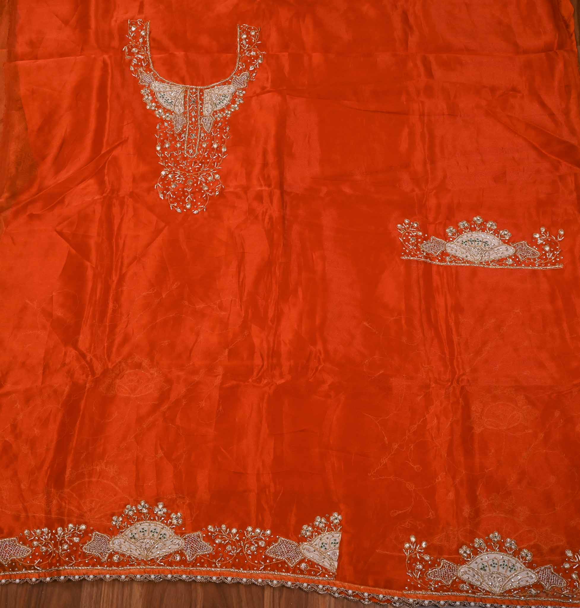 Glass Shimmer Orange Unstitched Suit