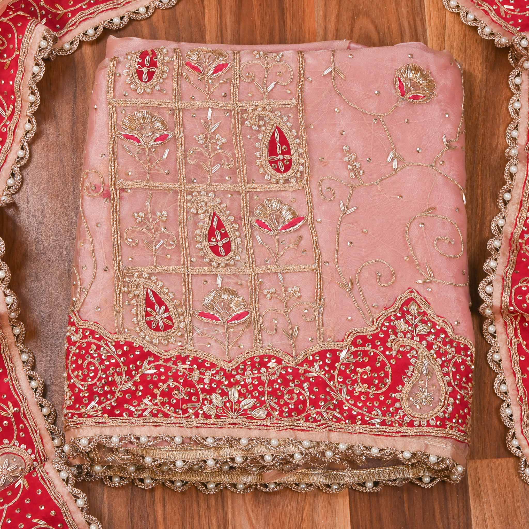 Glass Shimmer Peach Unstitched Suit