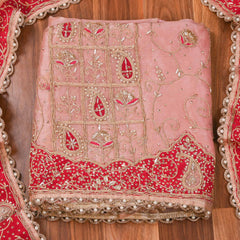 Glass Shimmer Peach Unstitched Suit
