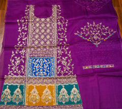 Organza Purple Unstitched Suit