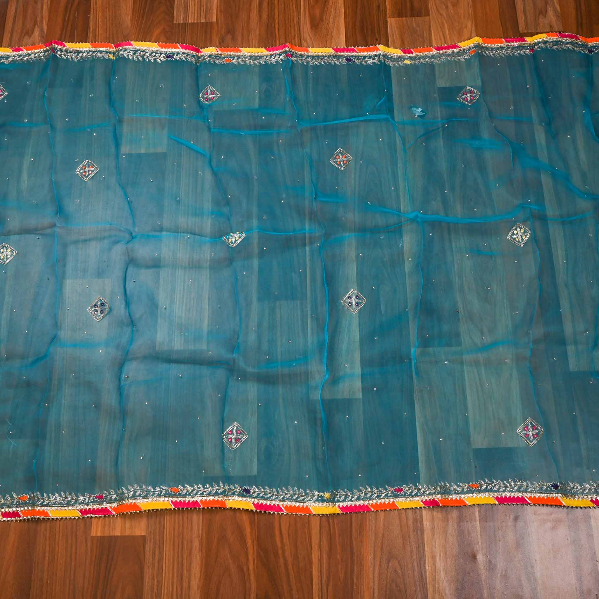 Organza Ferozi Unstitched Suit