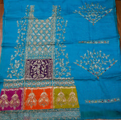 Organza Ferozi Unstitched Suit