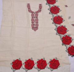 Organza Cream Unstitched Suit