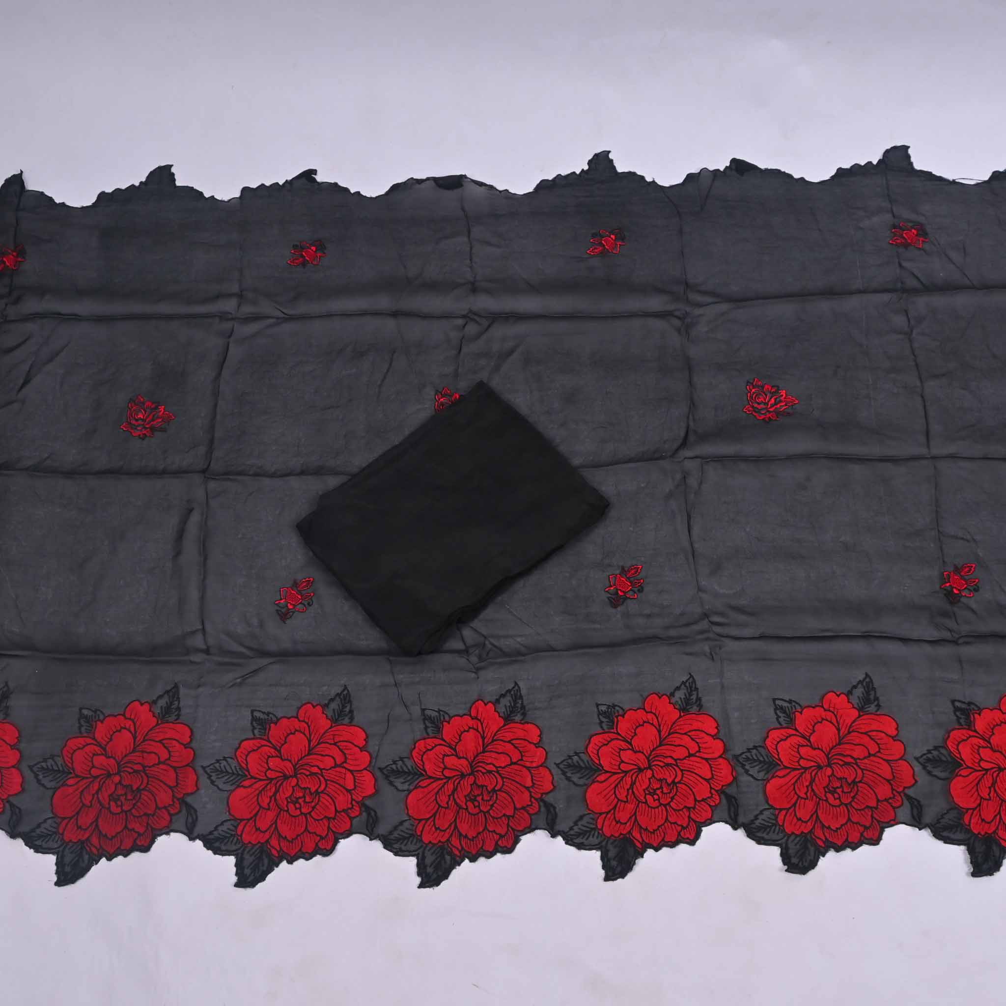 Organza Black Unstitched Suit