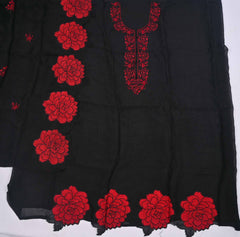 Organza Black Unstitched Suit