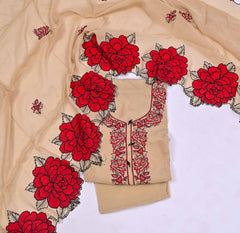 Organza Off-white Unstitched Suit