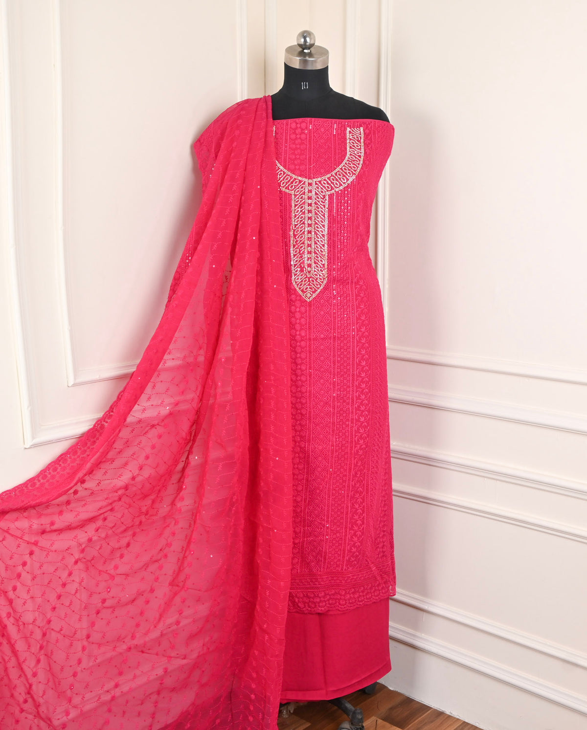 Georgette Pink Unstitched Suit