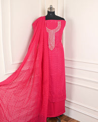 Georgette Pink Unstitched Suit