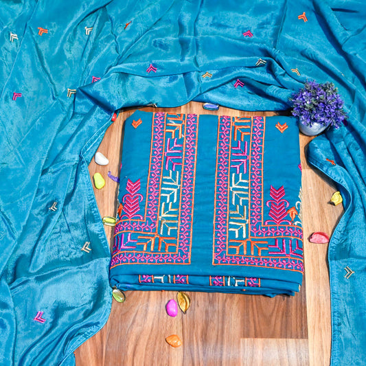 Ferozi  Phulkari Unstitched Suit