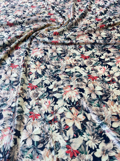 5 Meters  Floral Digital Print Velvet Fabric (Width 44 inches)