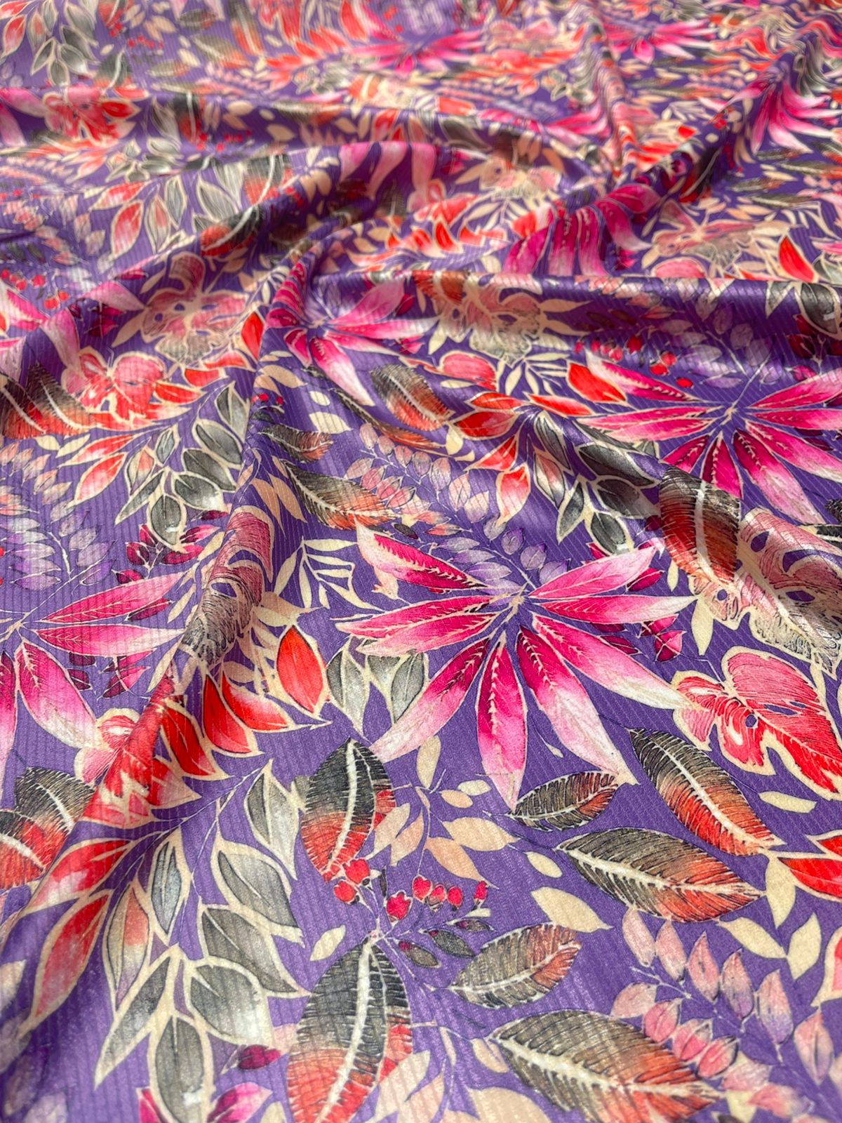 5 Meters  Floral Digital Print Cotrise velvet  Fabric (Width 44 inches)