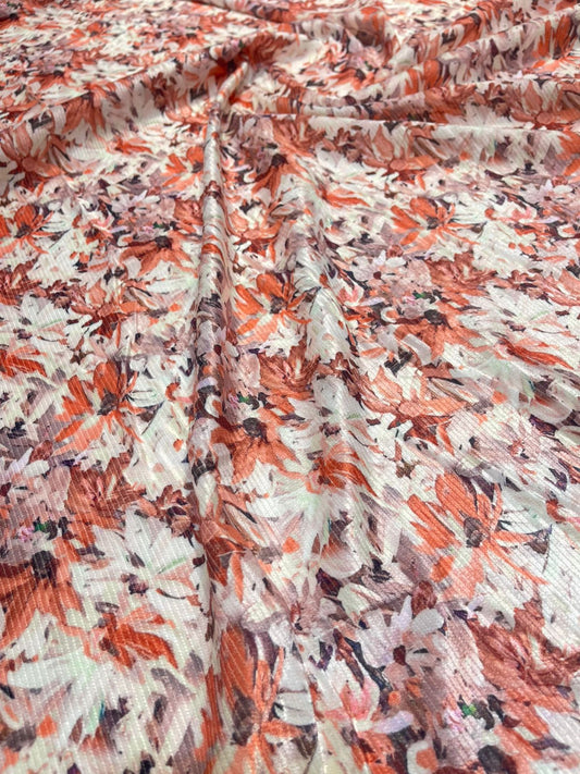 5 Meters Floral Digital Print Cotrise velvet Fabric (Width 44 inches)