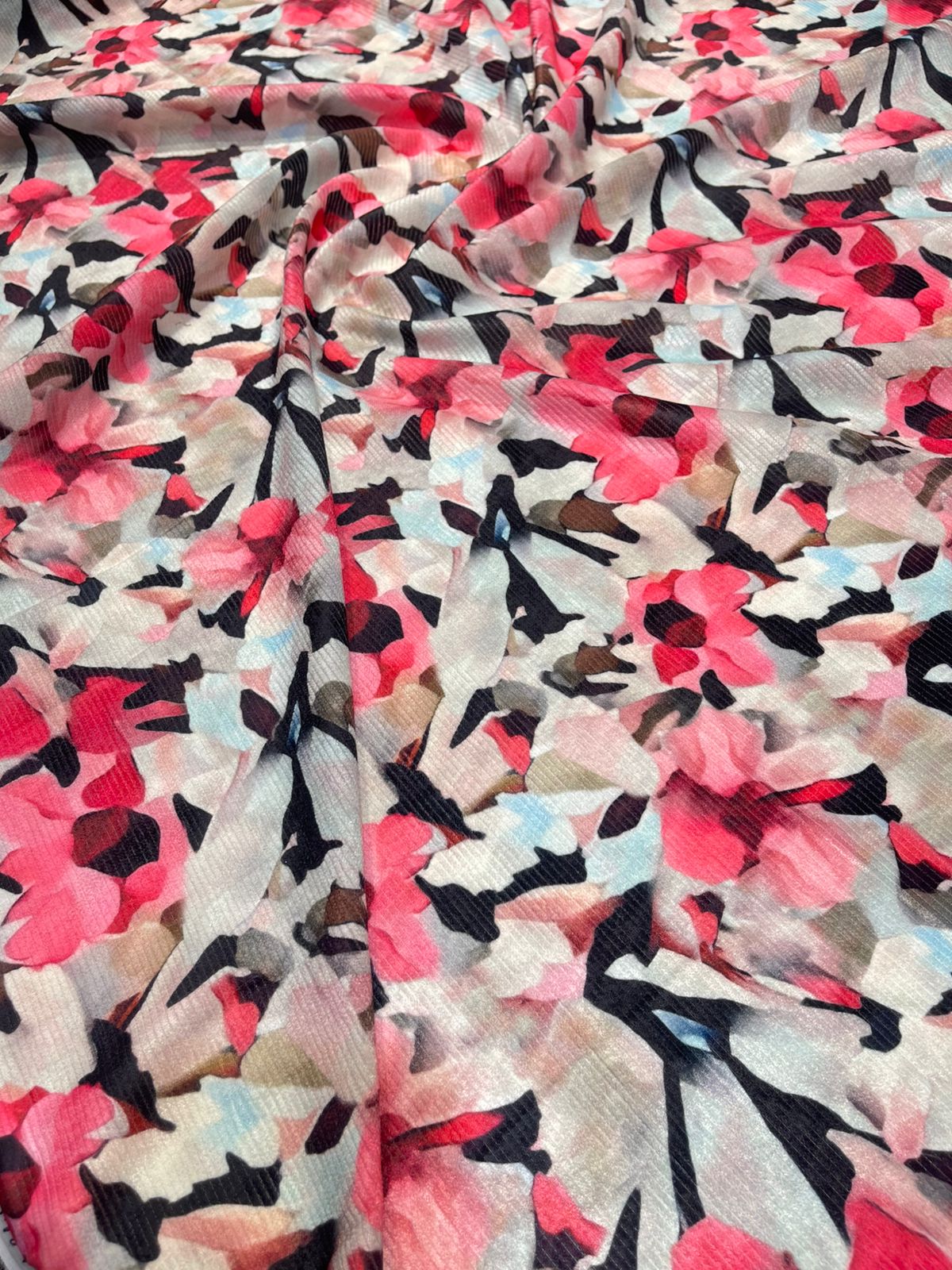 5 Meters Floral Digital Print Cotrise velvet Fabric (Width 44 inches)