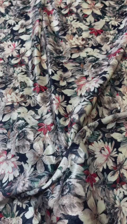 5 Meters  Floral Digital Print Velvet Fabric (Width 44 inches)