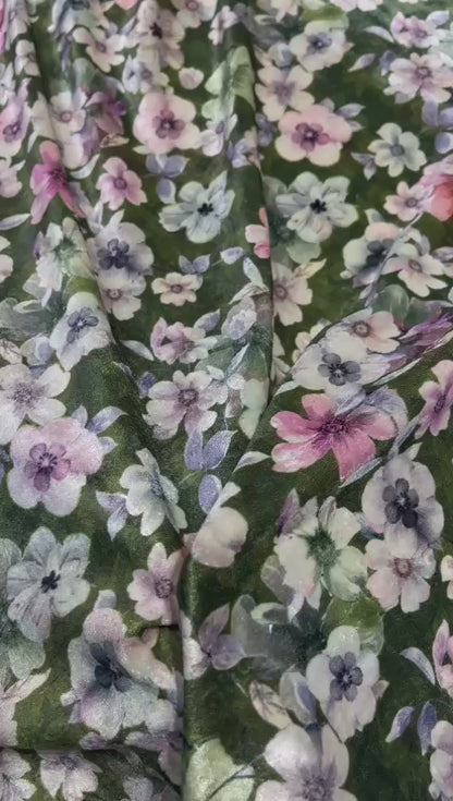 5 Meters Floral Digital Print Velvet Fabric (Width 44 inches)