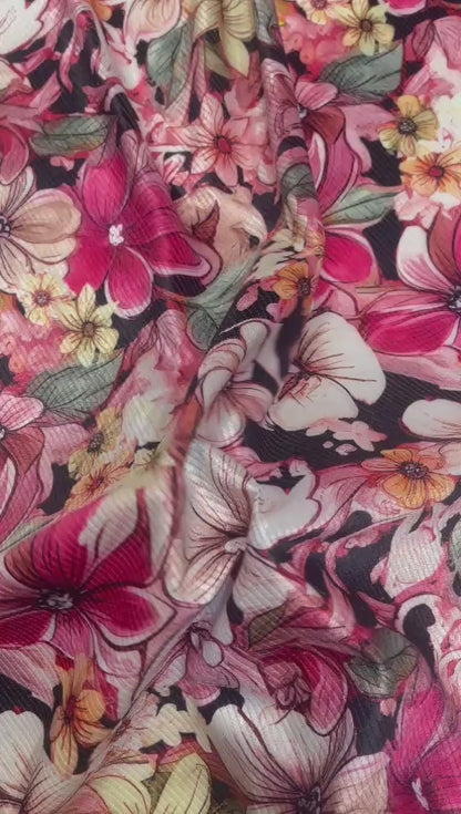 5 Meters Floral Digital Print Cotrise velvet Fabric (Width 44 inches)