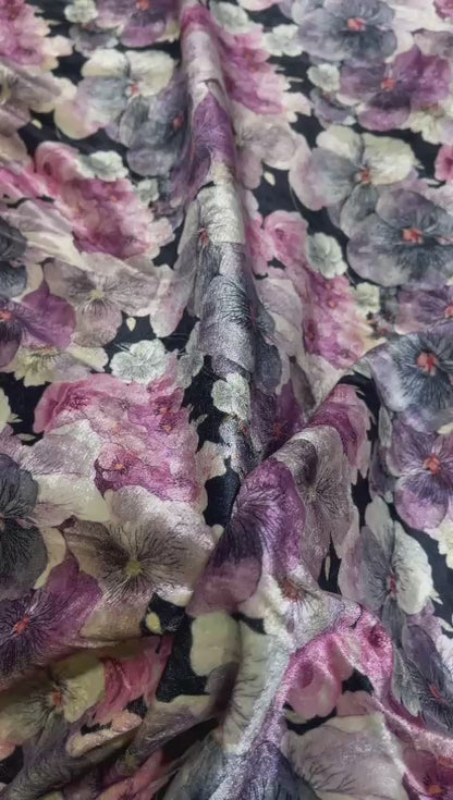 5 Meters  Floral Digital Print Velvet Fabric (Width 44 inches)