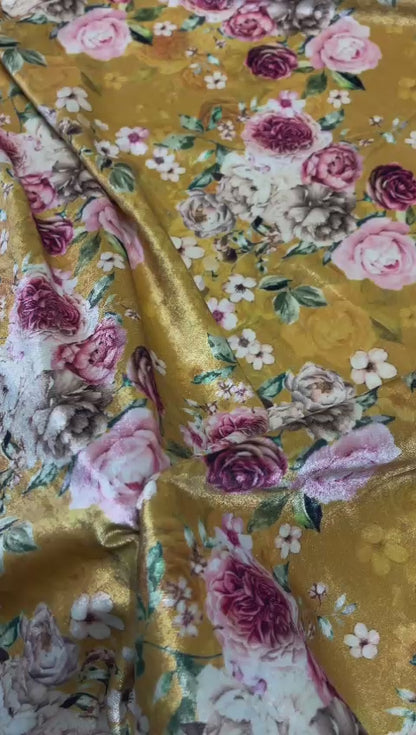 5 Meters Floral Digital Print Velvet Fabric (Width 44 inches)